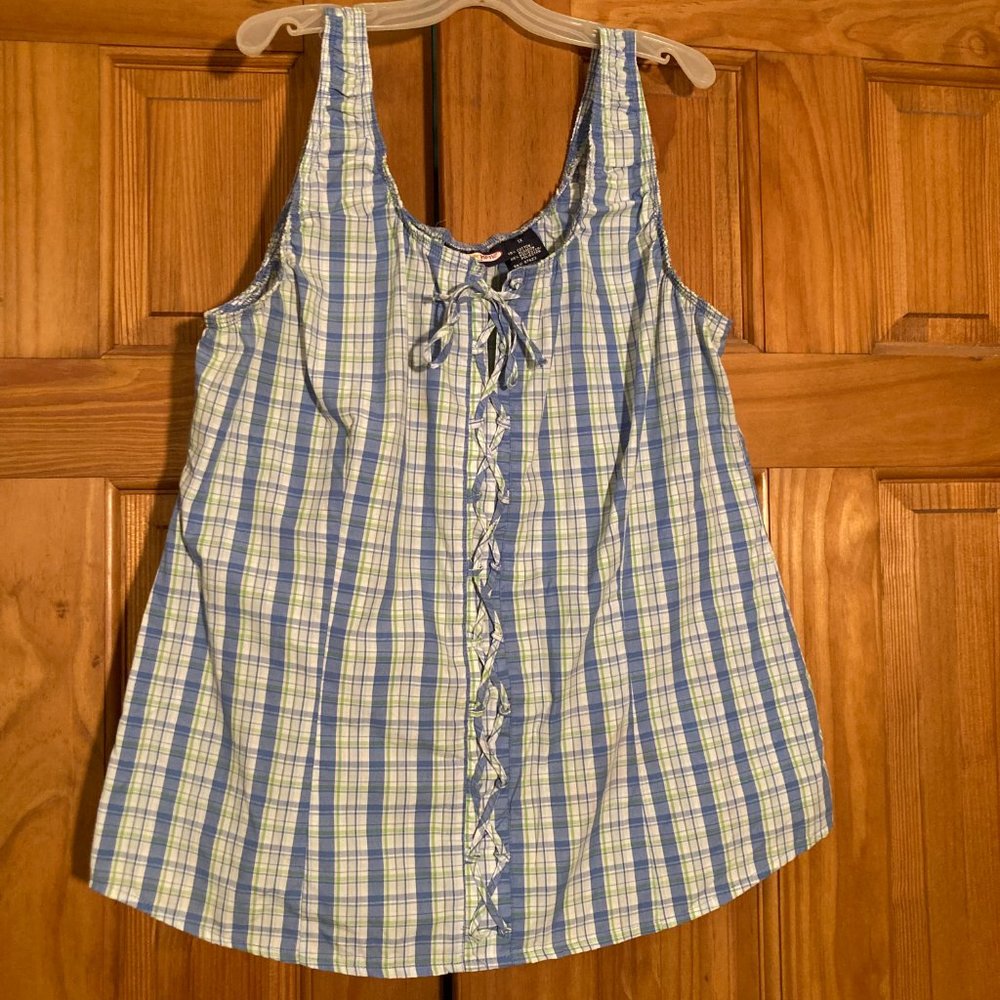 NWOT Zoey Beth Plus Vintage 90s Sleeveless Top Blouse Blue White Size 1X